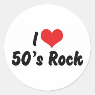 Ich liebe 50er Rock-Musik Runder Aufkleber