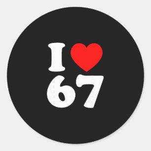 Ich liebe 67 Jahre alte 67. Geburtstagsfeier Jubil Runder Aufkleber