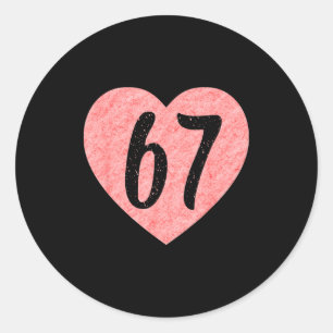 Ich liebe 67 Lustiges Ich Herz 67 Geburtstag für M Runder Aufkleber