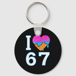 Ich liebe 67 Meme Herz 6 7 Merch Krimskrams Sechs  Schlüsselanhänger