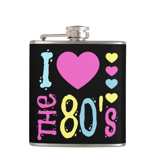 Ich Liebe 80er Disco-Kostüm Flachmann (Vorderseite)