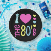 Ich Liebe 80er Disco-Kostüm Pappteller (Party)