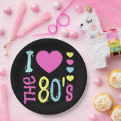 Ich Liebe 80er Disco-Kostüm Pappteller (Party)