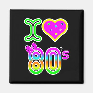 Ich liebe 80er-Shirt - Retro-Neon-Kostüm Halloween Magnet