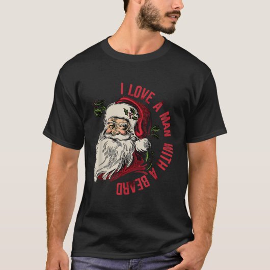 Ich Liebe A mit Bart Santa Claus T-Shirt (Vorderseite)