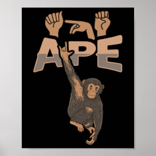 Ich liebe Affen ASL-Handgeste Gehörloser Hörverlus Poster