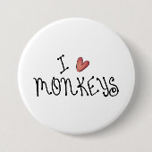 Ich liebe Affen Cute handgeschriebene Typografie Button (Vorderseite)