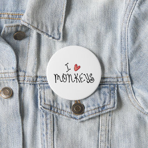 Ich liebe Affen Cute handgeschriebene Typografie Button