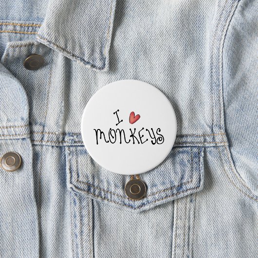Ich liebe Affen Cute handgeschriebene Typografie Button