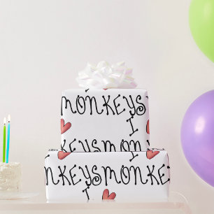 Ich liebe Affen Cute handgeschriebene Typografie Geschenkpapier