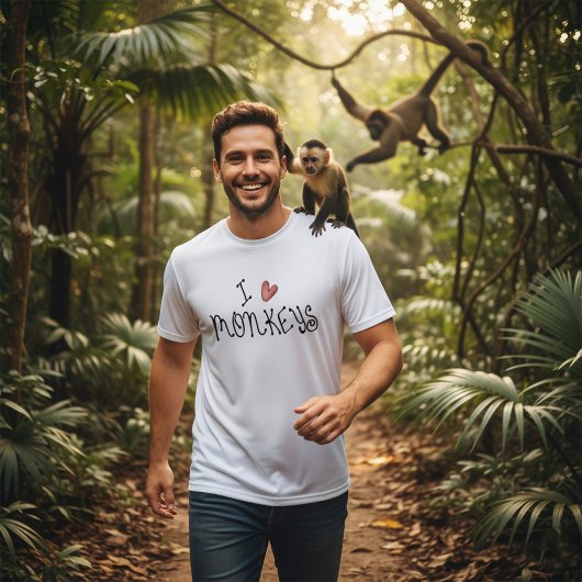 Ich liebe Affen Cute handgeschriebene Typografie T-Shirt