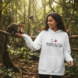 Ich liebe Affen süße handgeschriebene Typografie Hoodie