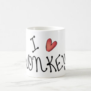 Ich liebe Affen, süße handgeschriebene Typografie Kaffeetasse