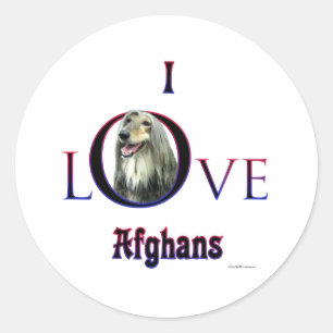Ich Liebe afghanische Hunde; afghanische Liebe; Li Runder Aufkleber