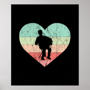 Ich liebe Akkordeon Retro Vintage Herz Poster