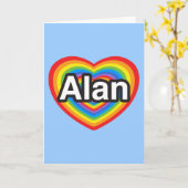 Ich Liebe Alan. Ich Liebe dich Alan. Herz Karte (Gelbe Blume)