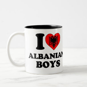 Ich liebe albanische Jungen Zweifarbige Tasse