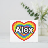 Ich Liebe Alex. Ich Liebe dich Alex. Herz Postkarte (Stehend Vorderseite)