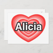 Ich Liebe Alicia. Ich Liebe dich Alicia. Herz Postkarte (Vorne/Hinten)