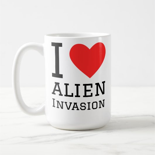 Ich liebe Alien-Invasion Kaffeetasse (Links)