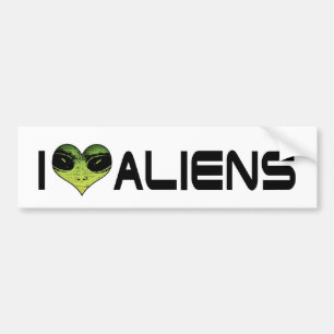 Ich liebe Aliens Stoßstangenaufkleber Autoaufkleber