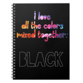 Ich Liebe alle Farben zusammen schlicht schwarz Notizblock (Vorderseite)