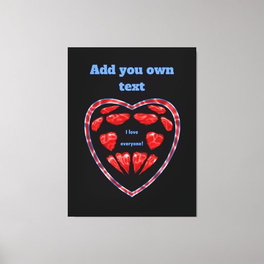 Ich Liebe alle! Rote Herzen im Herzen, Satz Leinwanddruck (Vorderseite)