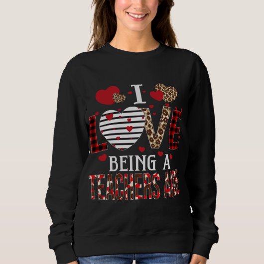 Ich Liebe als Lehrerin und Assistentin des Kariert Sweatshirt (Vorderseite)