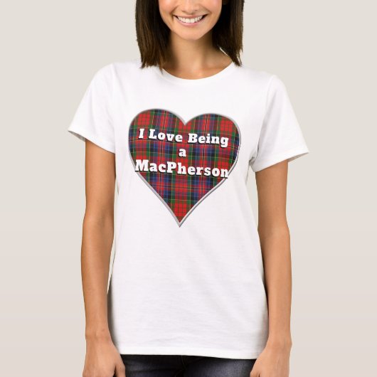 Ich Liebe als MacPherson Clan Red Tartan Herz T-Shirt (Vorderseite)
