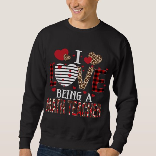 Ich Liebe als Mathematiklehrer Red Kariert Hearts Sweatshirt (Vorderseite)