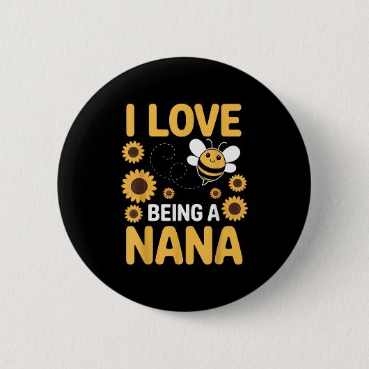 Ich Liebe als Nana Sonnenblume Biene Lover Funny G Button (Vorderseite)