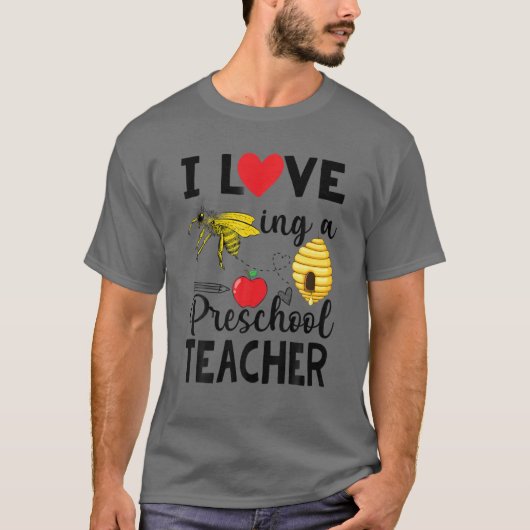 Ich Liebe als Preschool-Lehrer, Funny Bee T-Shirt (Vorderseite)