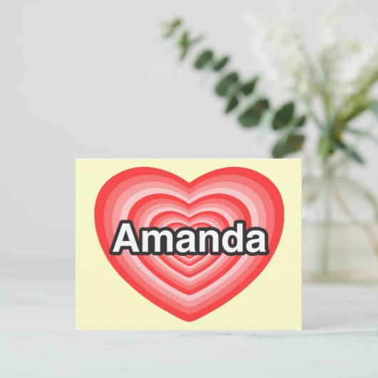 Ich Liebe Amanda. Ich Liebe dir Amanda. Herz Postkarte (Stehend Vorderseite)