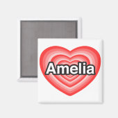 Ich Liebe Amelia. Ich Liebe dich Amelia. Herz Magnet (Vorderseite/Rückseite)