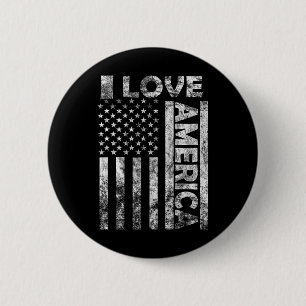 Ich liebe Amerika-Shirt USA-Flagge 4. Juli Unabhän Button