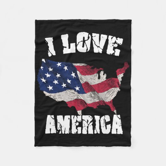 Ich liebe Amerika USA 4. Juli Geschenk Fleecedecke (Vorderseite)