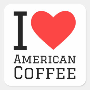 Ich Liebe amerikanischen Kaffee Quadratischer Aufkleber
