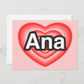 Ich Liebe Ana. Ich Liebe dir Ana. Herz Postkarte (Vorne/Hinten)