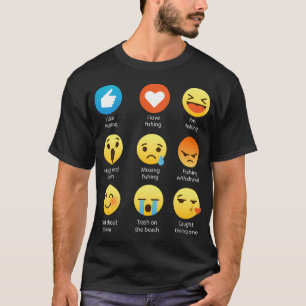 Ich liebe Angeln Emoji Emoticon Grafik T-Shirt Lus