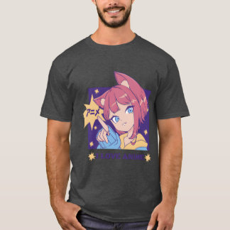 Ich liebe Anime Otaku japanische Kunst Kawaii Mang T-Shirt