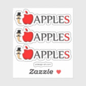 Ich Liebe Äpfel lustigen Wurm mit Schnurrbart Aufkleber (Blatt)