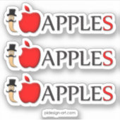 Ich Liebe Äpfel lustigen Wurm mit Schnurrbart Aufkleber (Vorderseite)