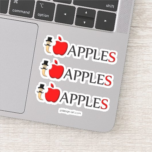 Ich Liebe Äpfel lustigen Wurm mit Schnurrbart Aufkleber (Detail)