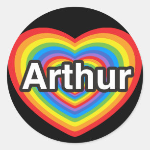 Ich Liebe Arthur. Ich Liebe dir Arthur. Herz Runder Aufkleber