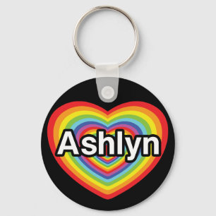 Ich Liebe Ashlyn, Regenbogenherz Schlüsselanhänger