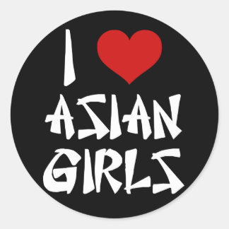 Ich Liebe Asiatische Mädchen Runder Aufkleber