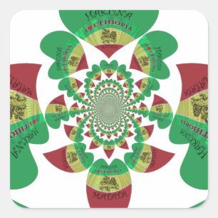 Ich liebe Äthiopien Kaleidoskop – Herzliche Rasta- Quadratischer Aufkleber