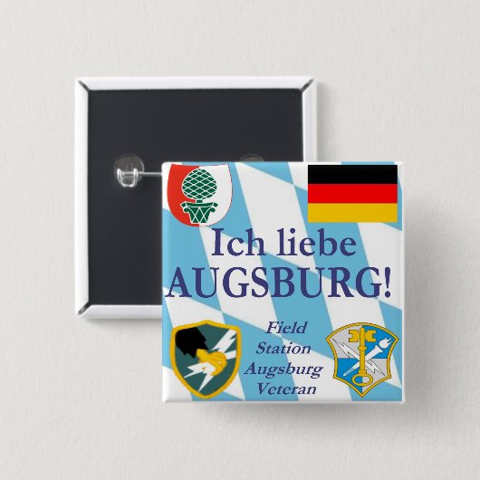 Ich liebe Augsburg!  I Liebe Augsburg!  Knopf Button (Vorne & Hinten)