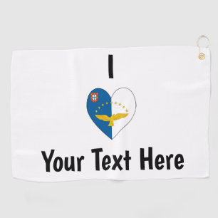 Ich liebe (Azoren-Flagge Herz) Personalisiert Golfhandtuch