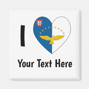 Ich liebe (Azoren-Flagge Herz) Personalisiert Magnet